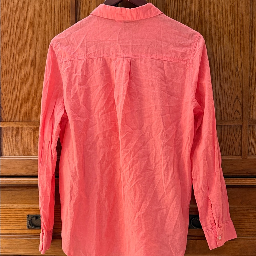 Divided H&M Coral Lightweight Crinkle Texture Button-Down Relaxed Fit Summer - Picture 5 of 5
